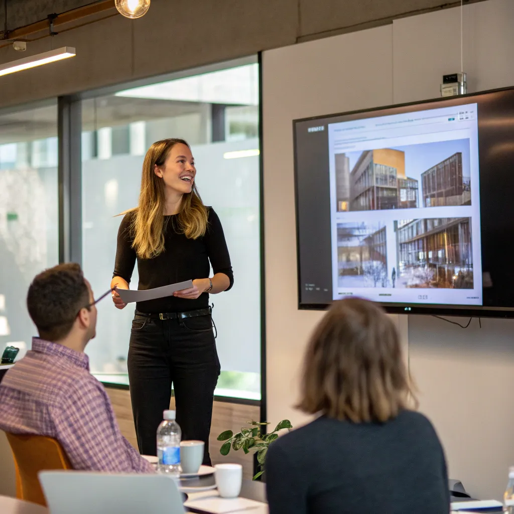 Emily Schnider presenting her design project.